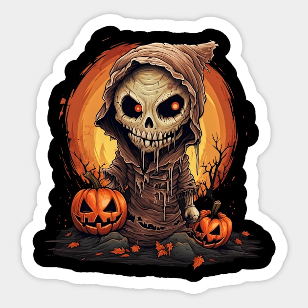 Eerie Halloween Ghoul, Spooky Season Delight Sticker by Captain Peter Designs